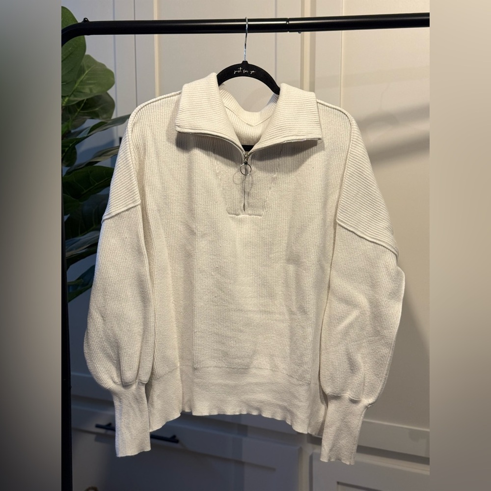 Off White Half-Zip Sweater